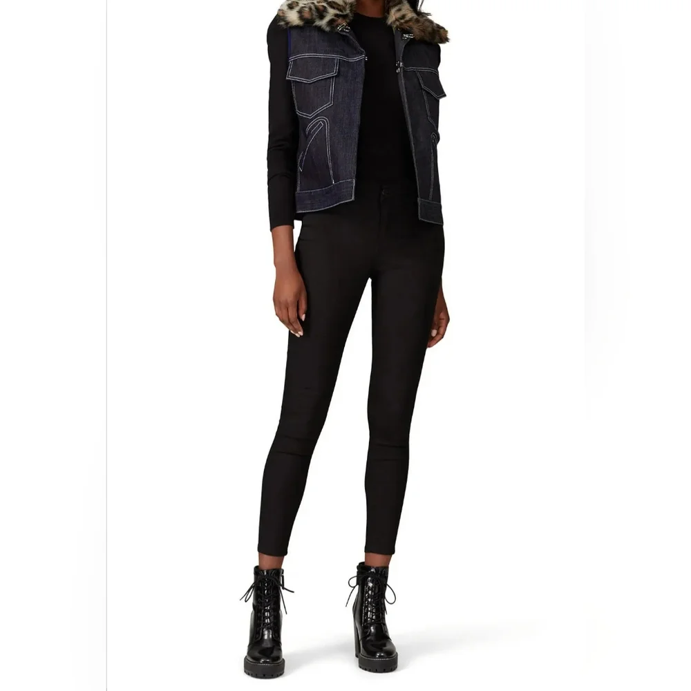 Harvey Faircloth Denim Vest with Faux Fur Collar size Medium - Picture 11 of 12